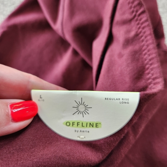 Offline By Aerie OG Legging Large Long Burgundy Cotton NWT Regular Rise - Picture 4 of 6